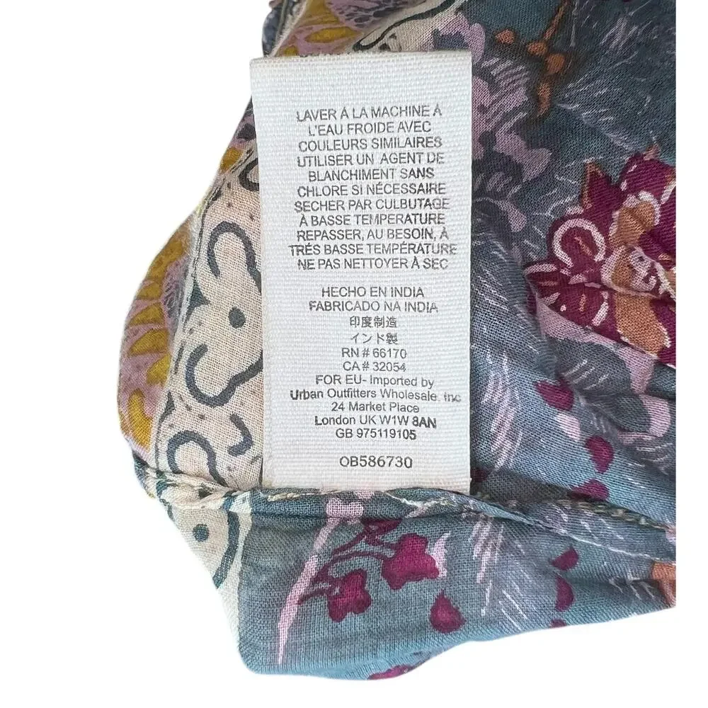 Free People Hold On Tight Gauze Pullover‎ Top Hooded Floral Paisley XS Small